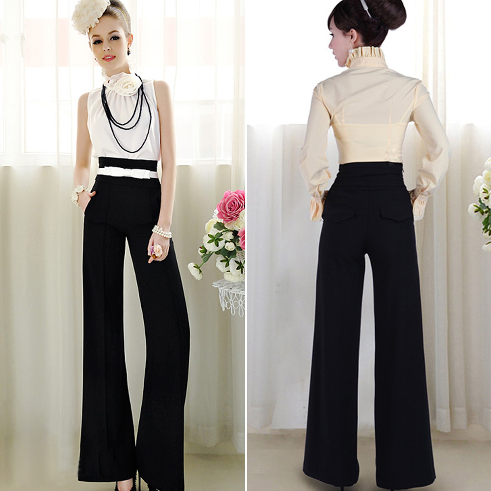 black high waisted wide leg pants outfit