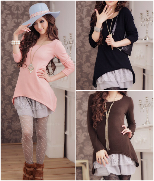 Cute Scoop Neck Long Sleeve Twinset Dress - The Style Basket