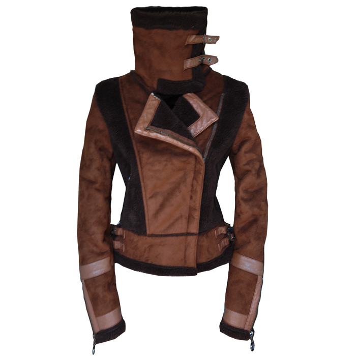 Vintage PU Leather Jacket with Wool Lining - The Style Basket